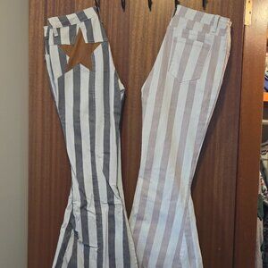 Saints & Hearts Women's High Rise Western Stripe Bell Bootcut Jeans